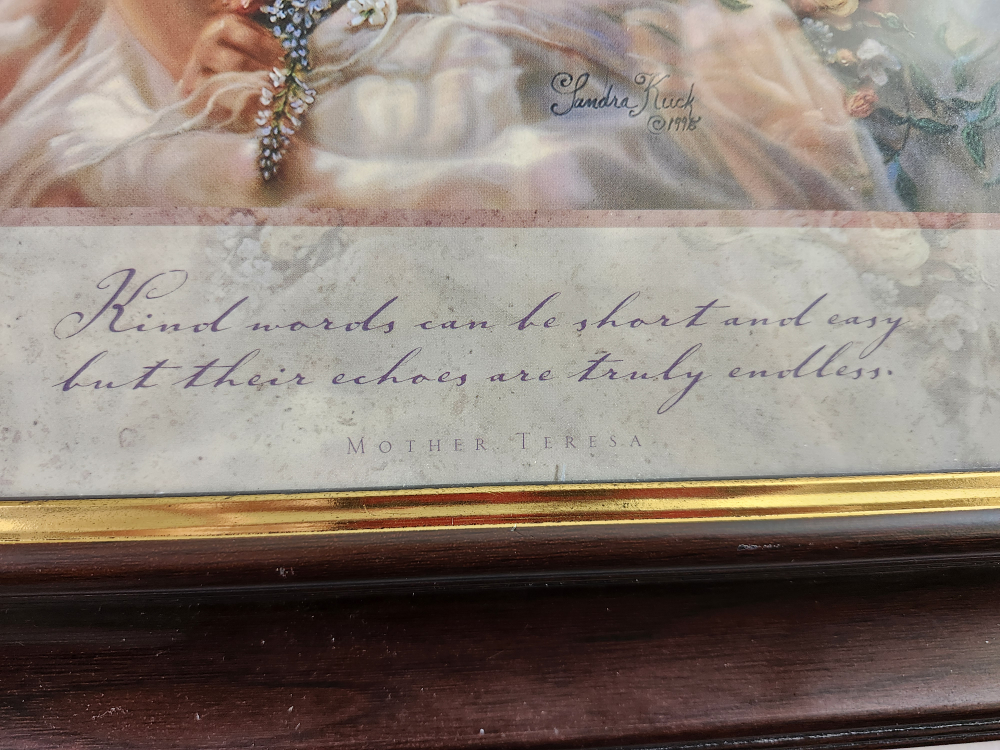 Framed Sandra Kuck Angel Print with Mother Teresa Quote - photo 2
