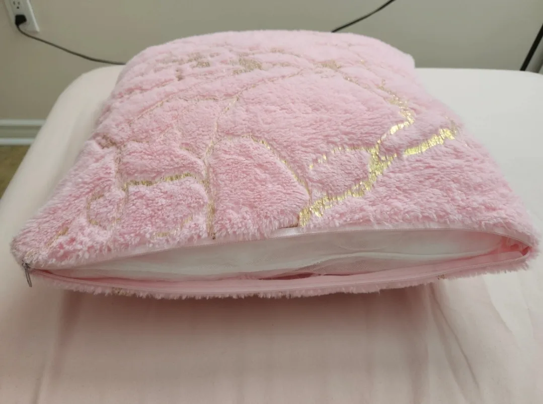 Pink and Gold Plush Throw Pillow cover image indicator(2)