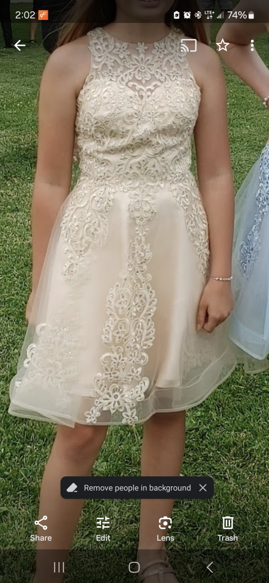 Champagne-coloured Beaded Grad Dress - photo 2