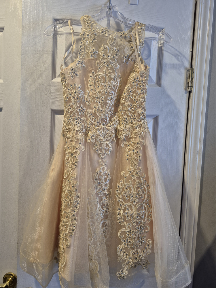 Champagne-coloured Beaded Grad Dress - photo 3