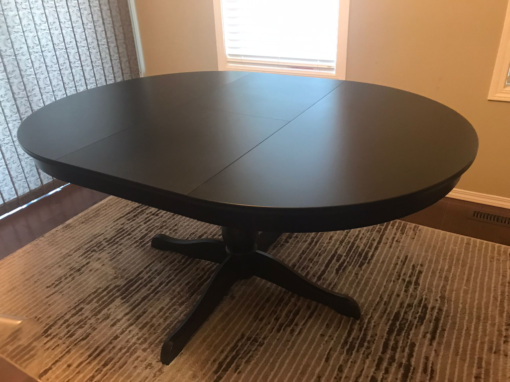 Black Oval Extendable Dining Table - photo 5
