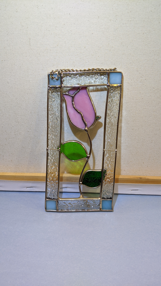 Stained Glass Rose Hanging Decor