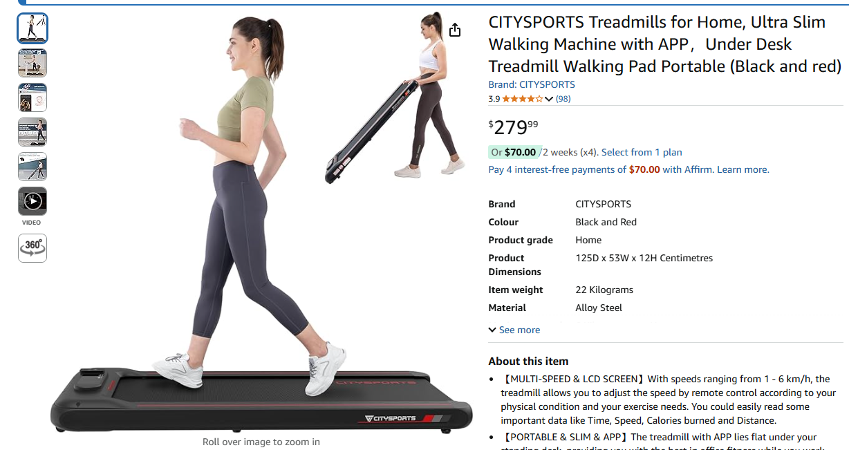 CITYSPORTS Treadmill - Ultra Slim Walking Pad