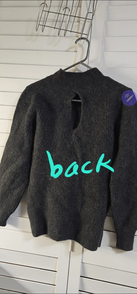 COS Wool Dark Grey Mock Neck Knit Sweater with Keyhole Back image indicator(4)