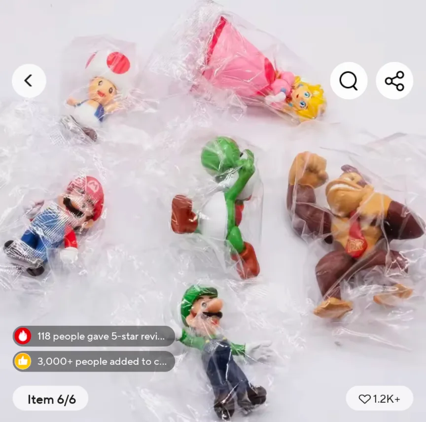 Super Mario Character Figurines - 6 Pack image indicator(3)