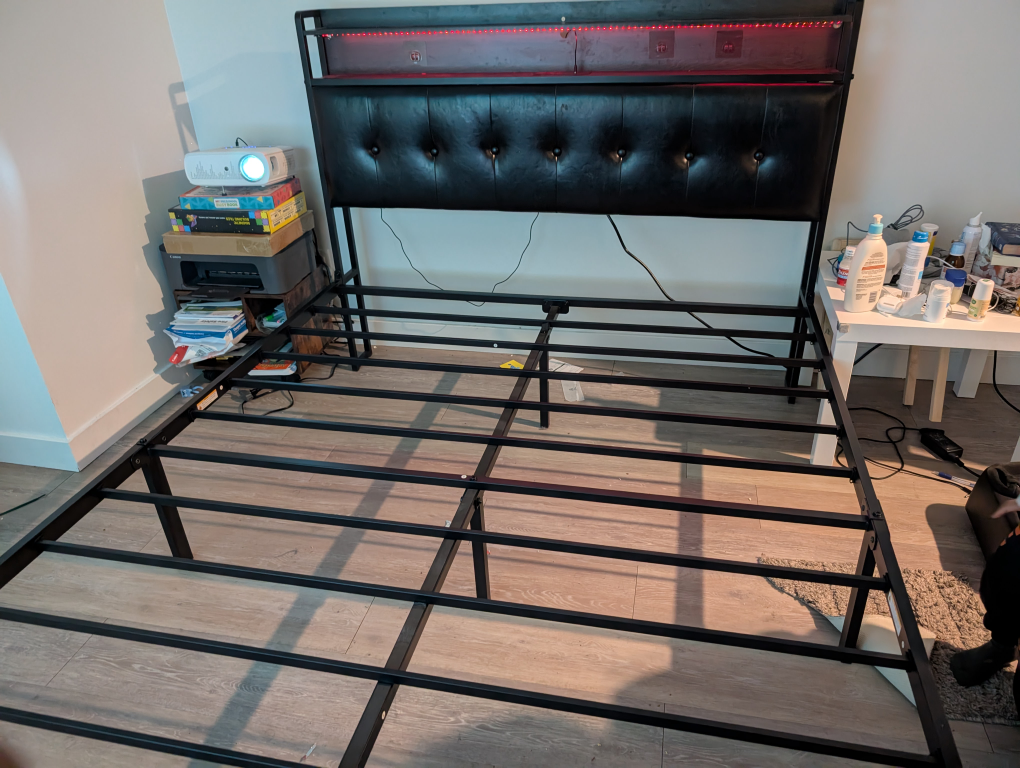 Queen Size Metal Bed Frame with LED Headboard - photo 2