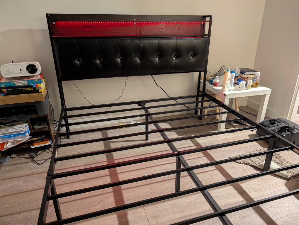 Queen Size Metal Bed Frame with LED Headboard - photo 3