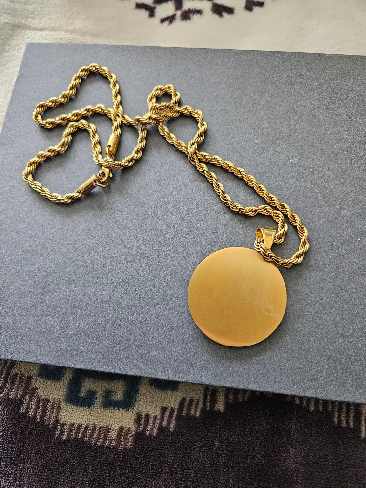 Men's gold steel Rope Chain Necklace with Praying Hands Pendant image indicator(2)