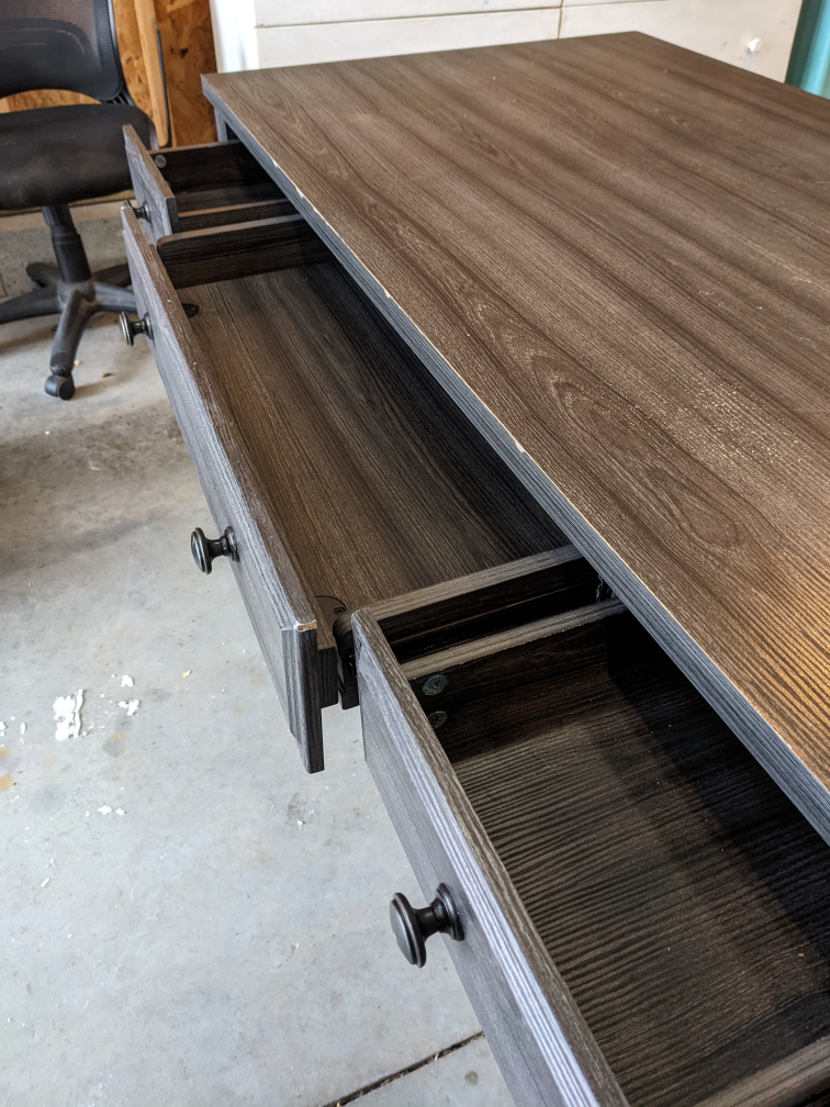 3 Drawer Grey Oak Office Desk - photo 4