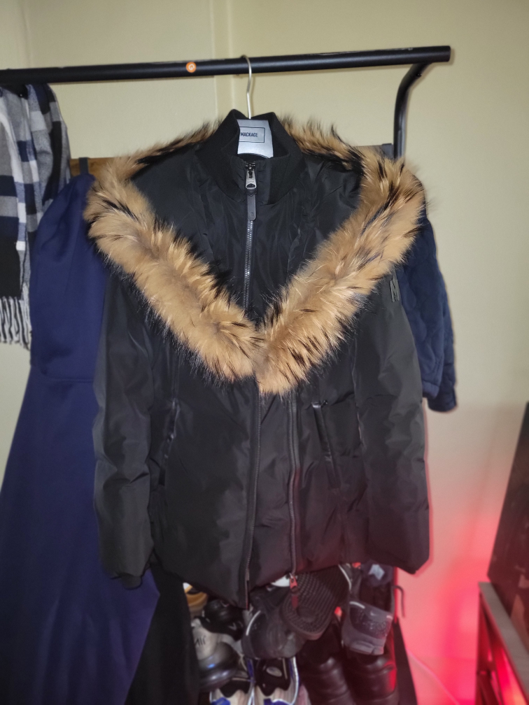 Mackage Women's Black Down Puffer Jacket with Fur Hood - photo 4
