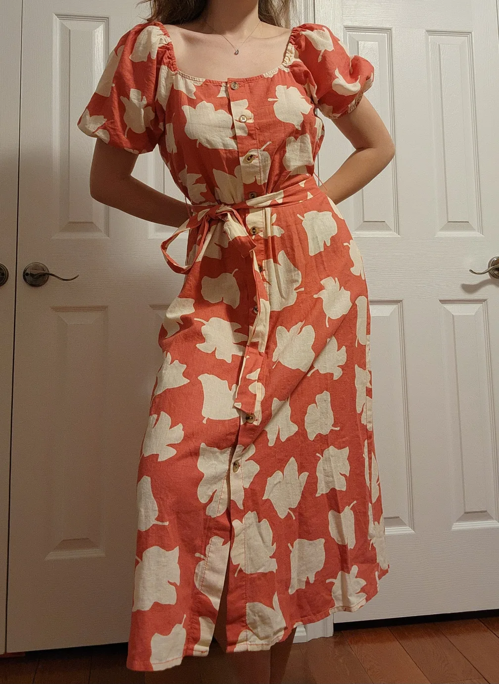 linen-blend midi dress image indicator(4)