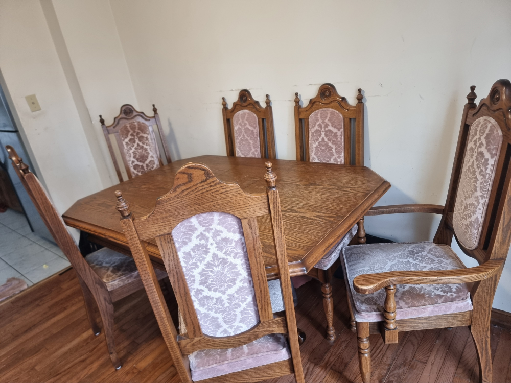 Octagonal Dining Table Set with Six Chairs
