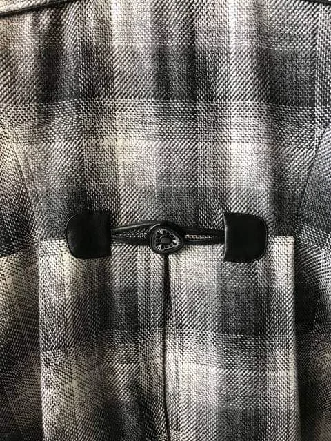 Women's Grey and Black Plaid Coat image indicator(7)
