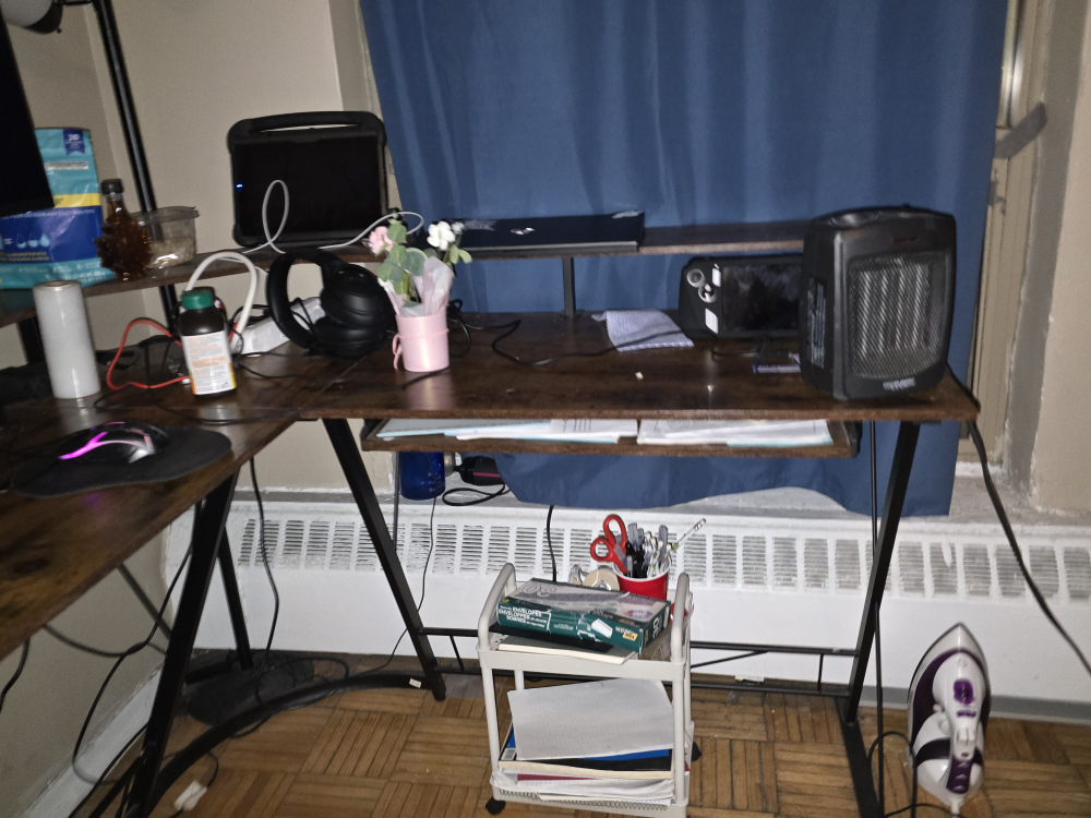 Large L-Shaped Computer Desk with Two-Tier Shelf - photo 3