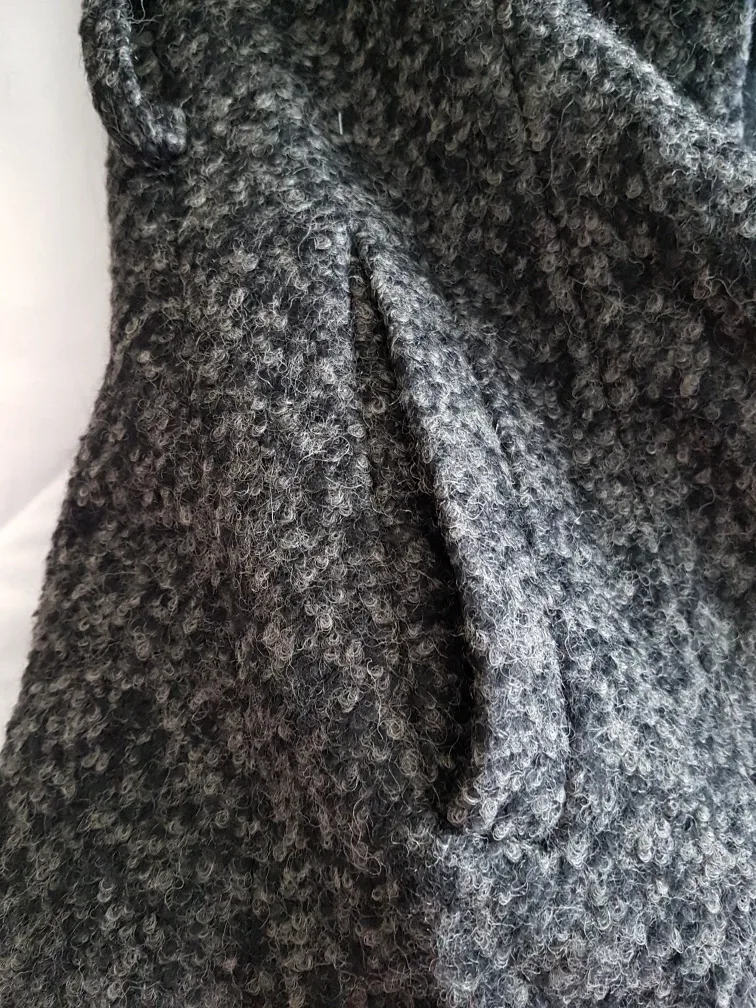 Women's Grey & Black Tweed Coat with Faux Fur Collar image indicator(2)