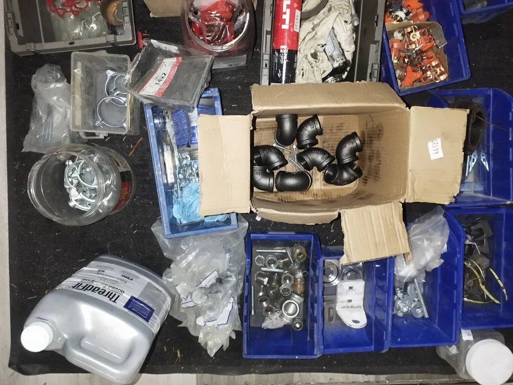 Lot of assorted hardware and plumbing supplies image indicator(3)