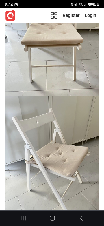 2 folding chairs :Frosvi Ikea White / removable fabric  pad - photo 4