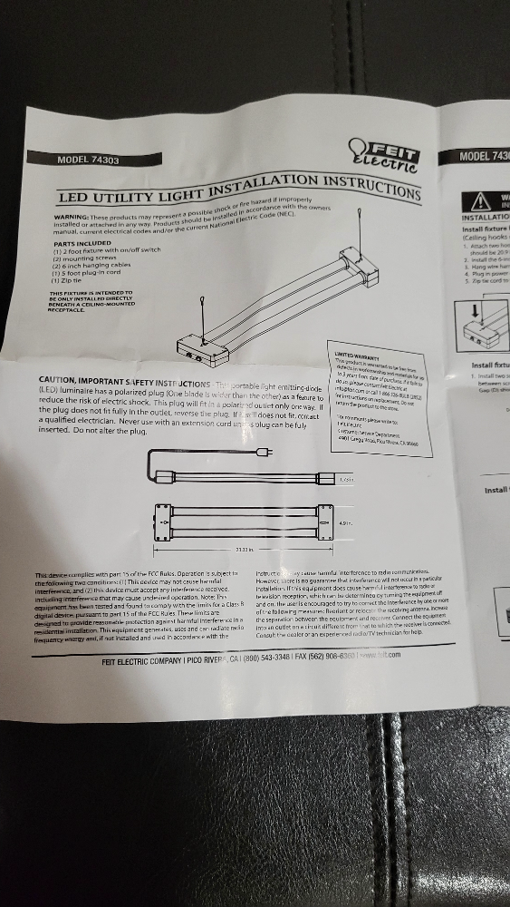 FET Electric LED Utility Light - Model 74303 - photo 2