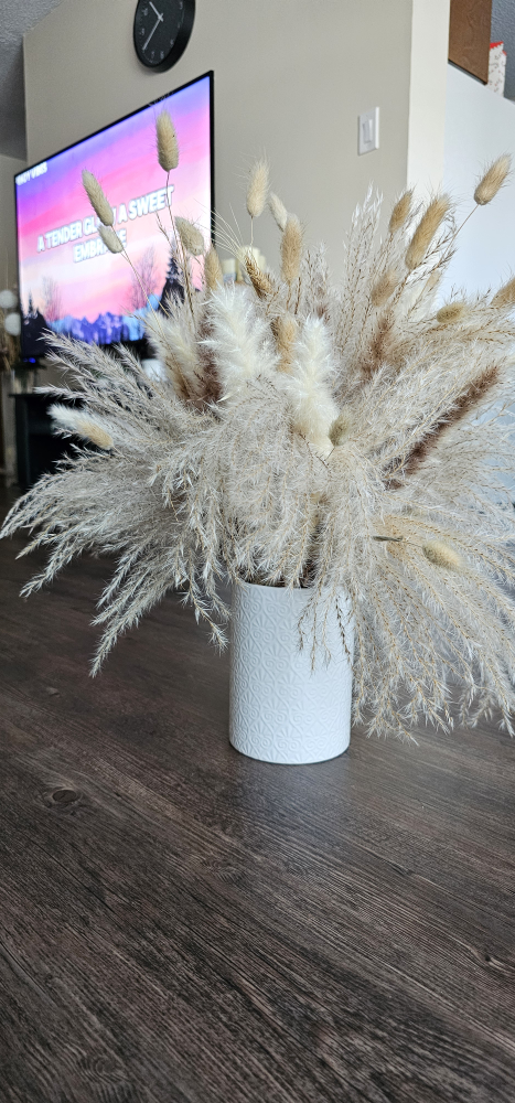 Dried Pampas Grass Bouquet in White Vase - photo 2