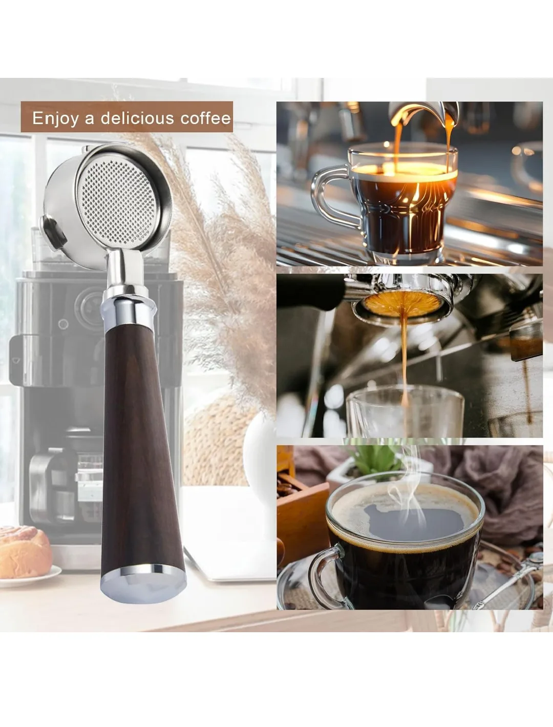 51mm Bottomless Portafilter with Wooden Handle image indicator(6)