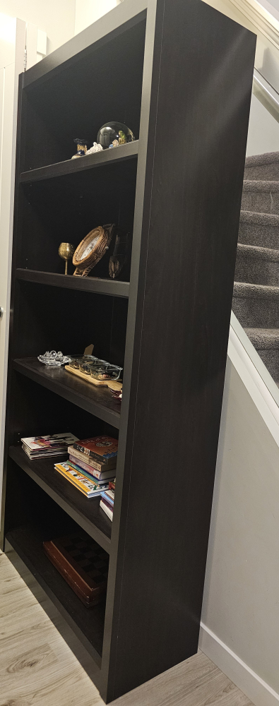 Tall Black Bookshelf - 5 Shelves
