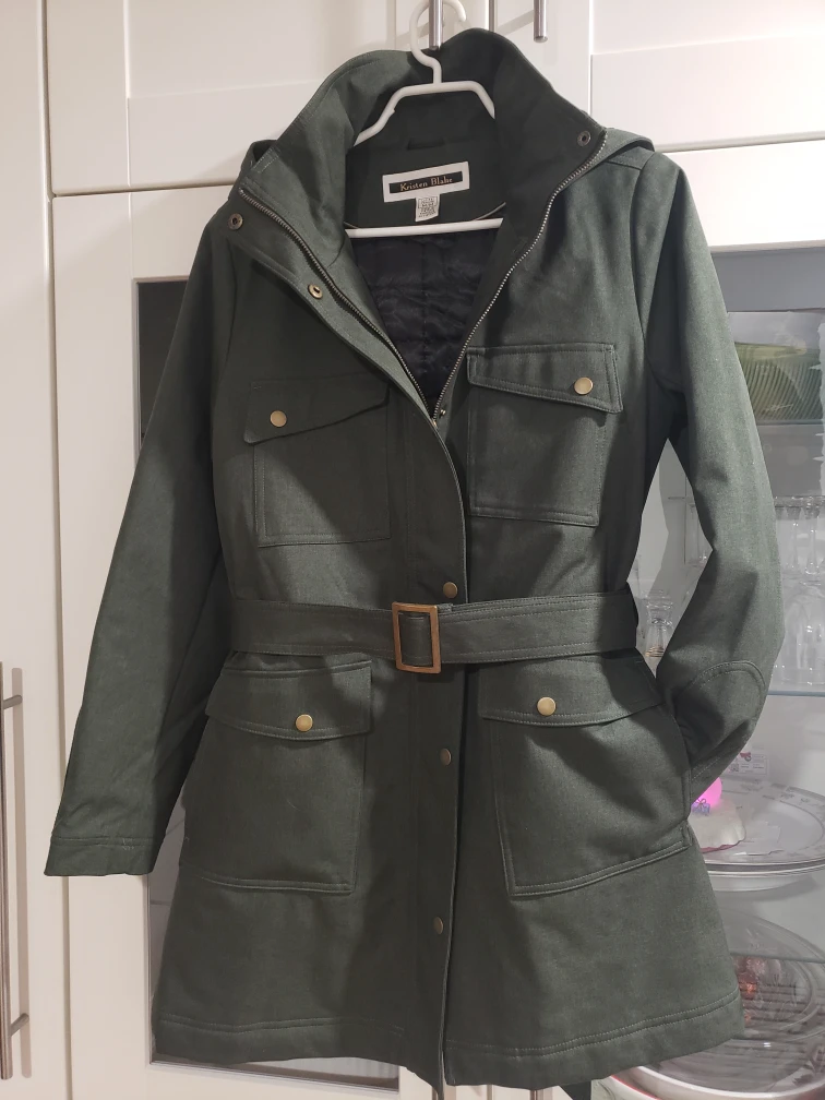 Kristen Blake olive green hooded belted utility jacket - size M