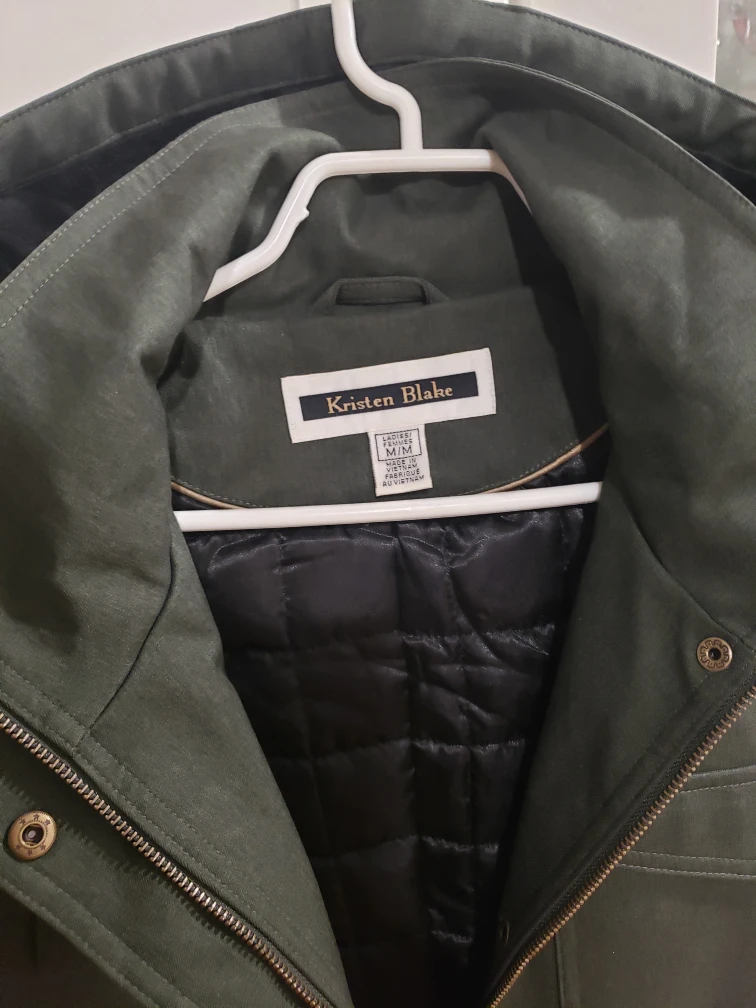 Kristen Blake olive green hooded belted utility jacket - size M - photo 3