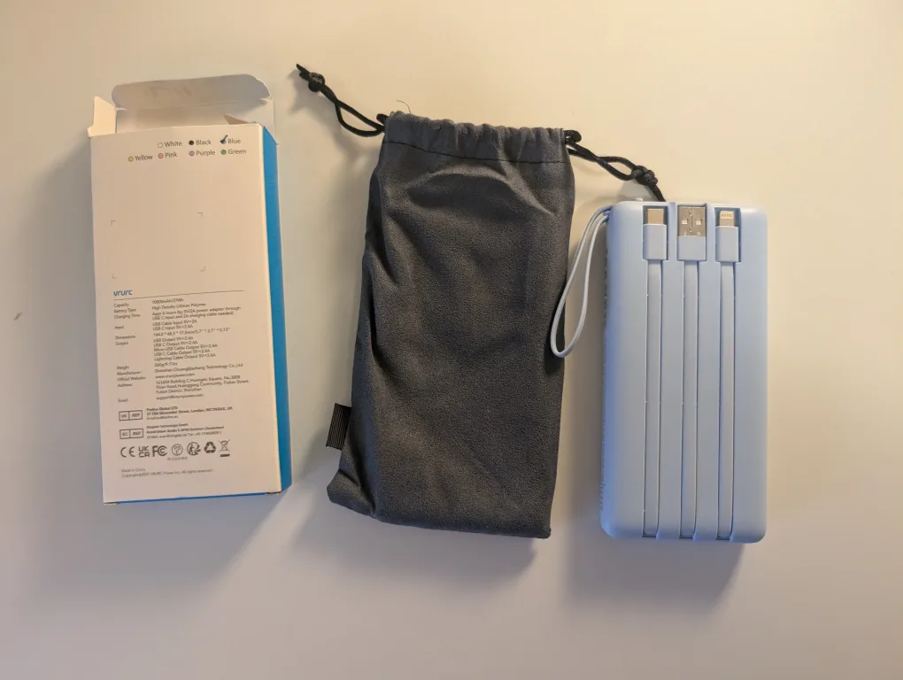 VRURC 10000mAh Portable Charger - Blue image indicator(3)