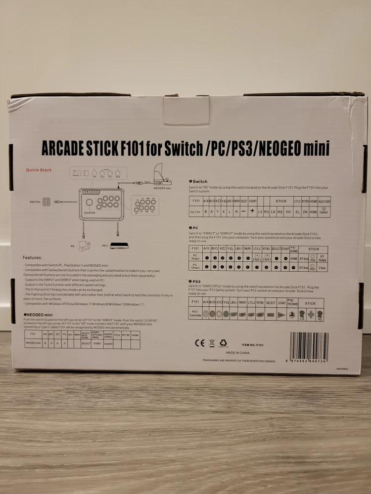 Mayflash F101 Arcade Stick for Switch/PC/PS3/NEOGEO mini image indicator(2)