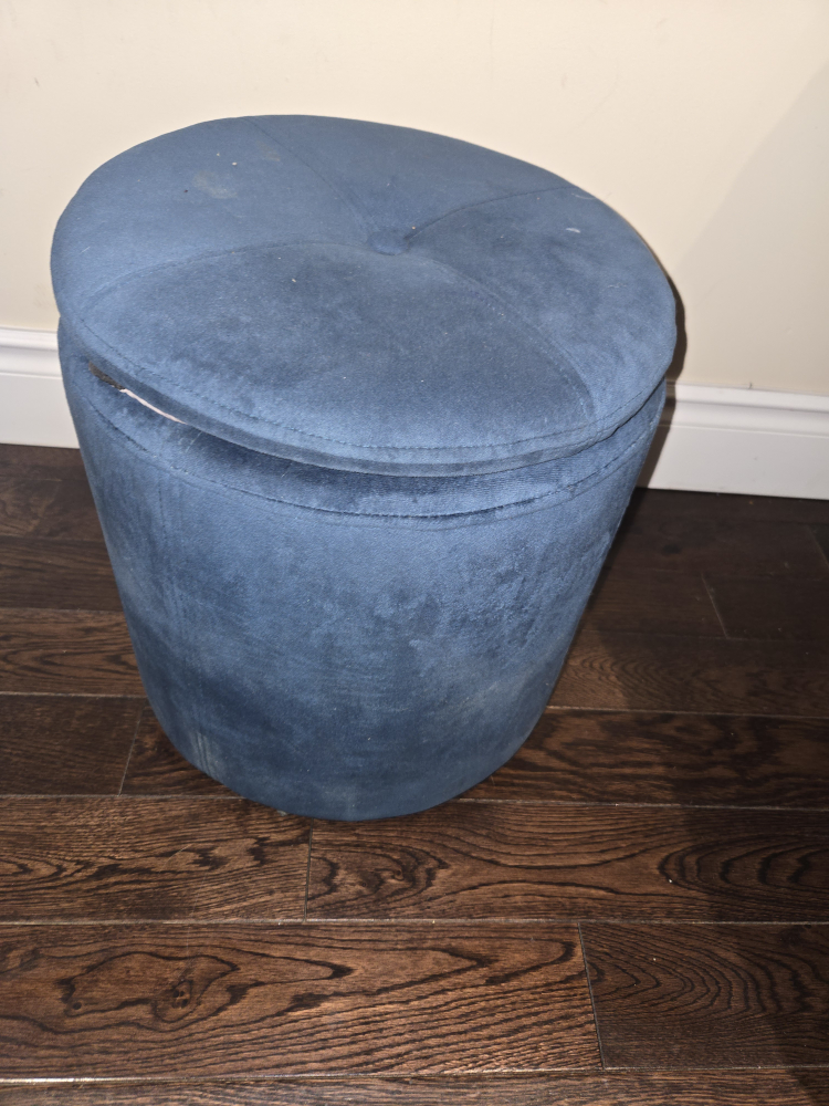 Blue Velvet Storage Ottoman