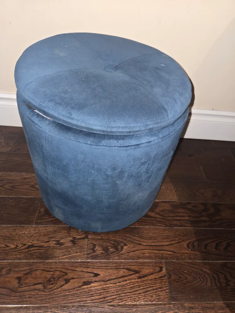 Blue Velvet Storage Ottoman thumbnail