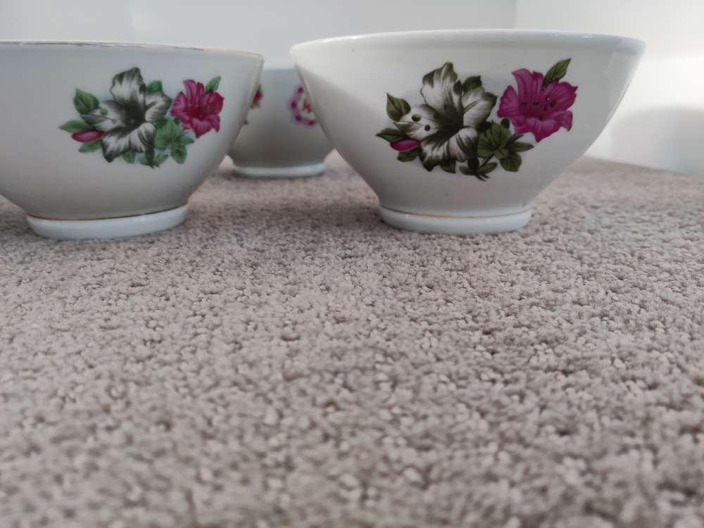 Porcelain Glass Bowls with Flower Motif (Set of 7) - photo 4
