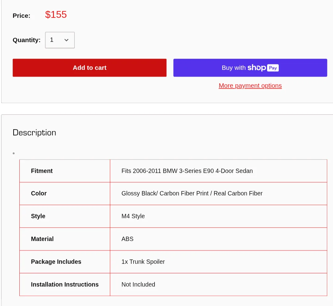 BMW 3-Series E90 4-Door Sedan M4 Style Trunk Spoiler image indicator(2)