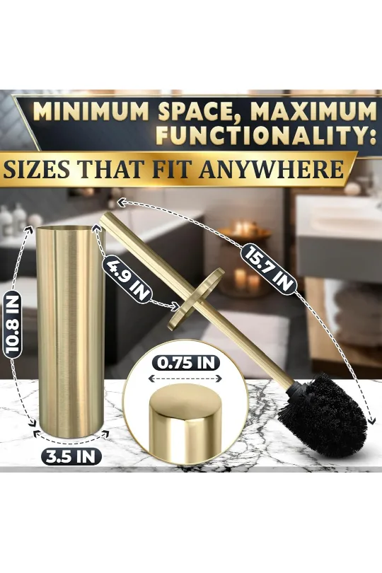 Gold Toilet Brush and Holder Set image indicator(2)