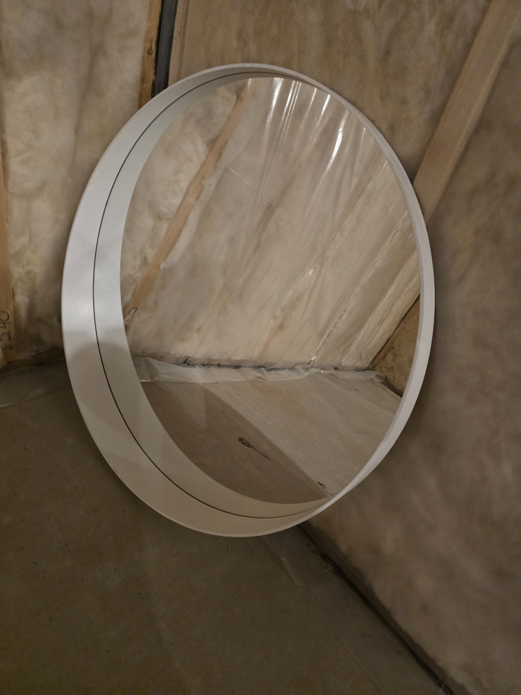 Large Round White Framed Mirror