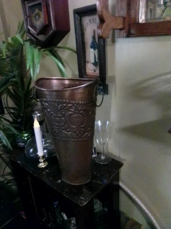 Antique Brass Planter/Vase with Embossed Design image indicator(2)