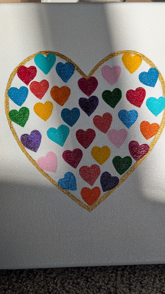 Set of three heart canvas paintings for gifting on Valentine' - photo 5