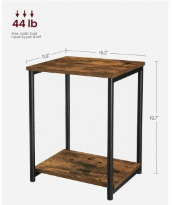 VASAGLE Rustic Brown Two-Tier Side Table - photo 3