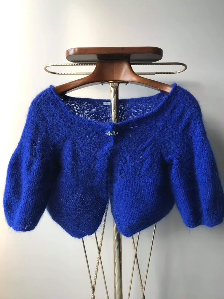 Blue Knitted mohair Bolero sweater image indicator(3)