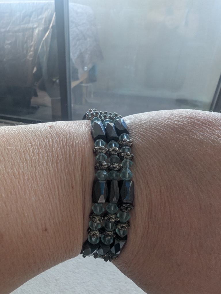 Unique Hematite and Aqua Adjustable Magnetic Bracelet - photo 2