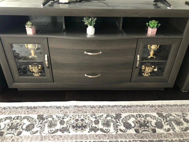 Dark Grey Entertainment Center with Two Side Cabinets image indicator(3)