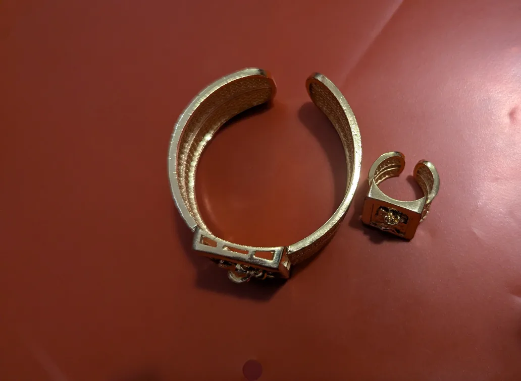 Gold-tone Rose Bracelet and Ring Set thumbnail