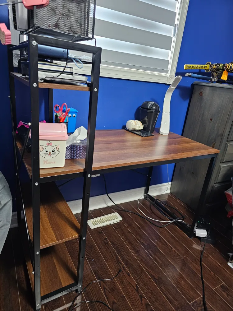 wooden desk with shelves image indicator(4)