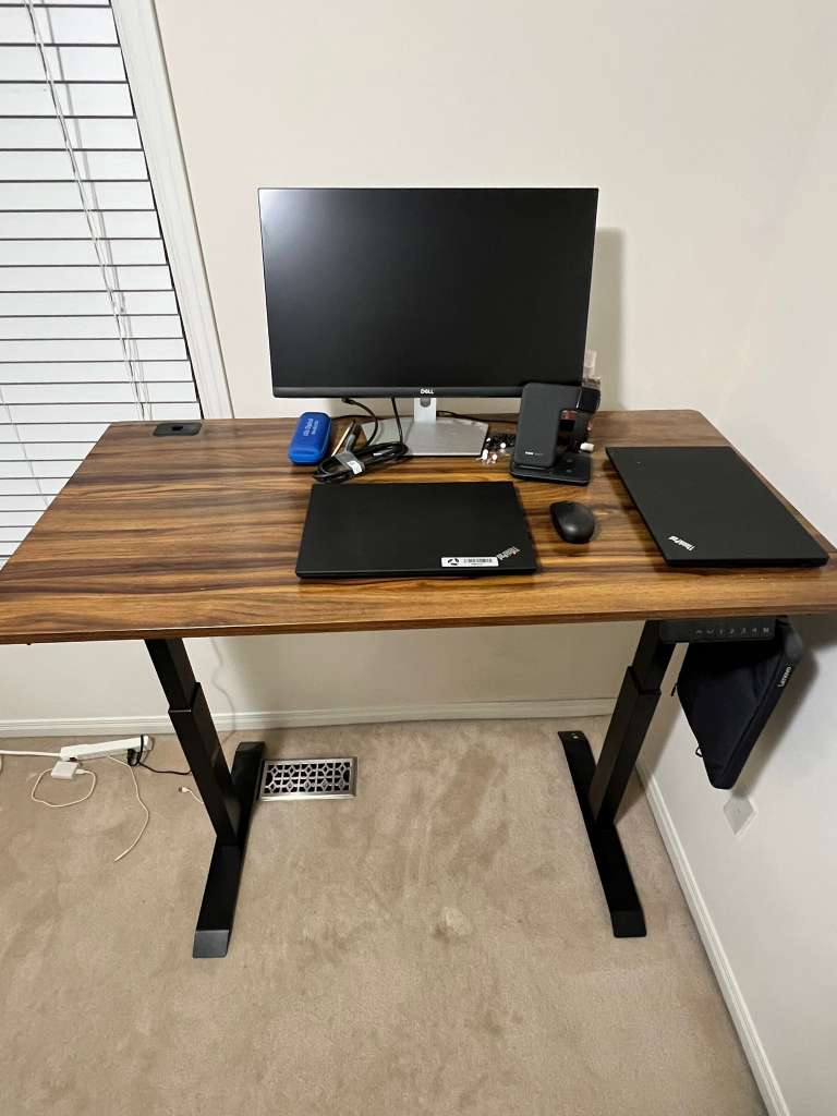 55-inch Electric Height Adjustable Standing Desk - Rustic Brown