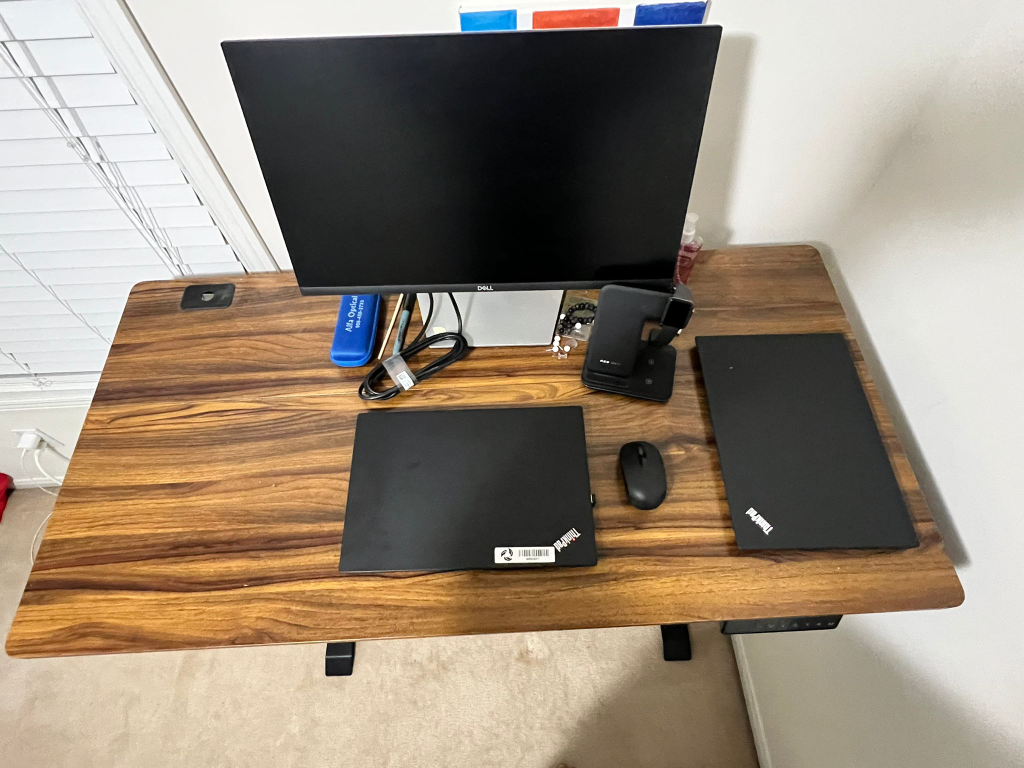 55-inch Electric Height Adjustable Standing Desk - Rustic Brown - photo 3