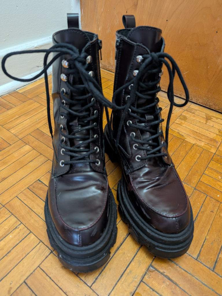 Aldo Burgundy Faux Leather Lace-Up Ankle Boot - photo 2