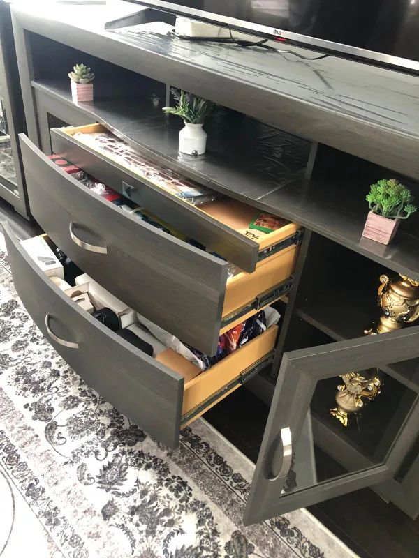Dark Grey Entertainment Center with Two Side Cabinets image indicator(4)