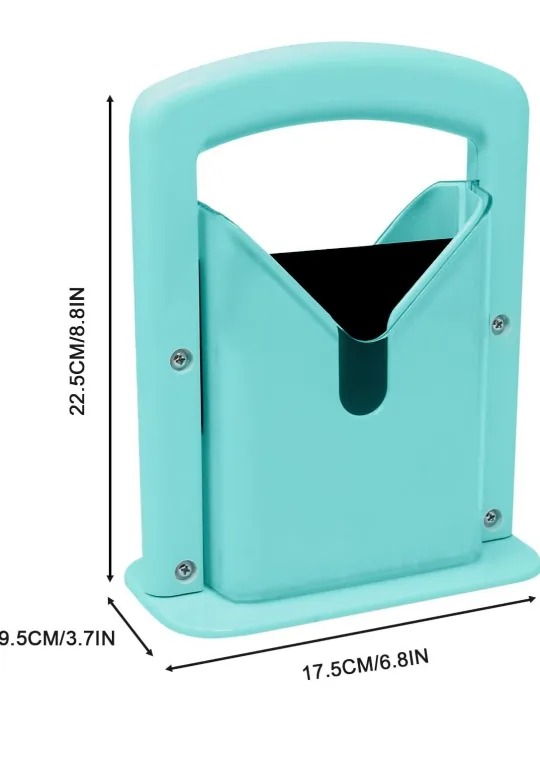 Stainless Steel Bagel Slicer with Safety Handle - Aqua Sky image indicator(4)