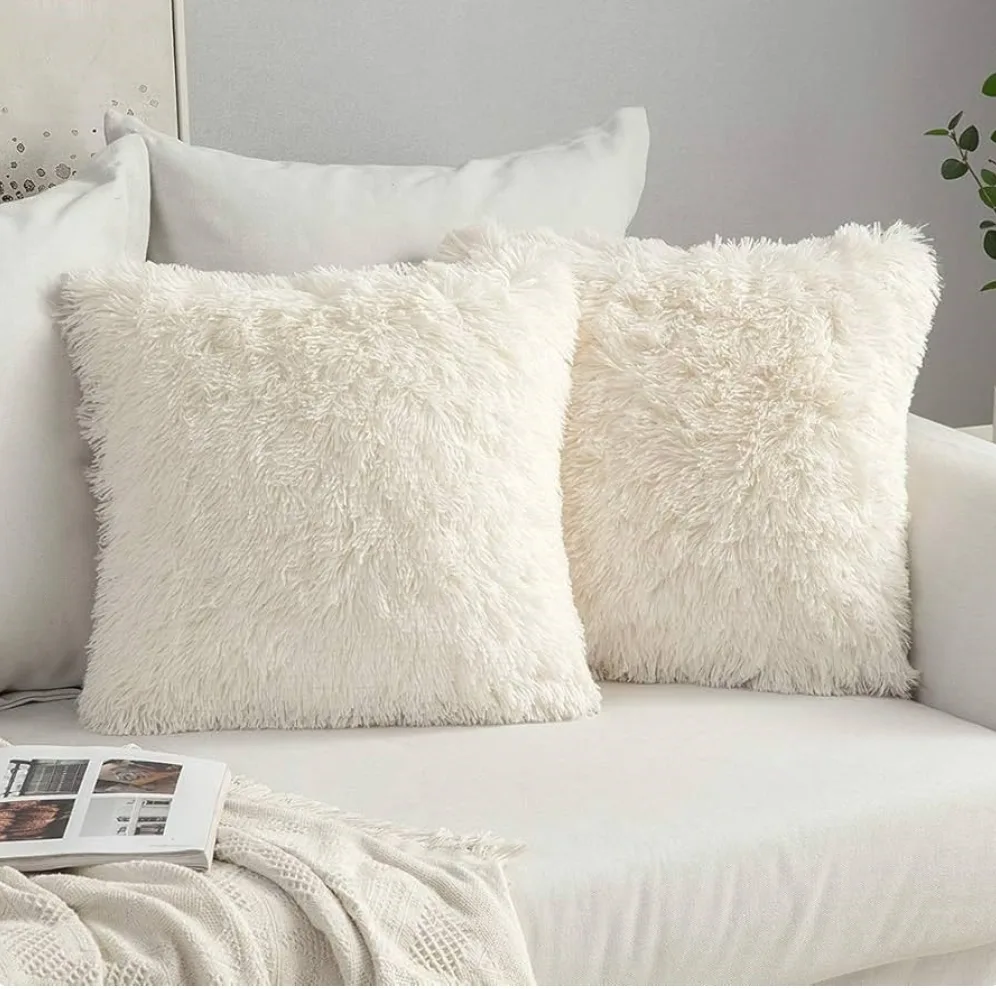 MIULEE Pack of 2 Luxury Faux Fur Throw Pillow Cover Deluxe image indicator(2)