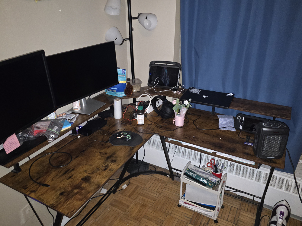 Large L-Shaped Computer Desk with Two-Tier Shelf - photo 5
